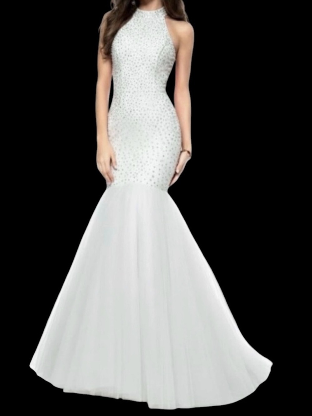 Sherri Hill Beaded Mermaid Gown Ivory Bridal Prom NWT Size 2